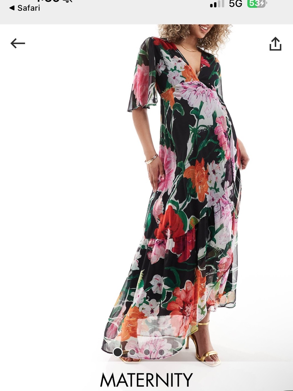 ASOS HOPE & IVY MATERNITY DRESS Floral Black Maxi Dress  - Elegant Garden Print